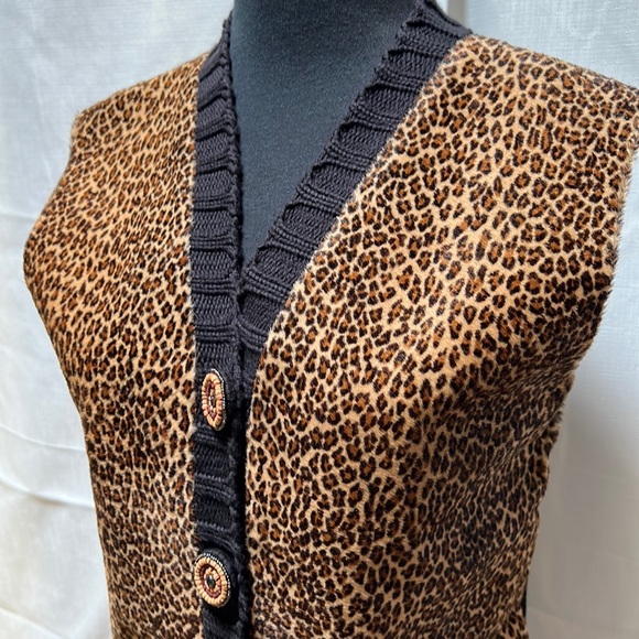 Vintage Lianne Barnes Leopard Cow Hair and Knit Vest - Picture 3 of 9